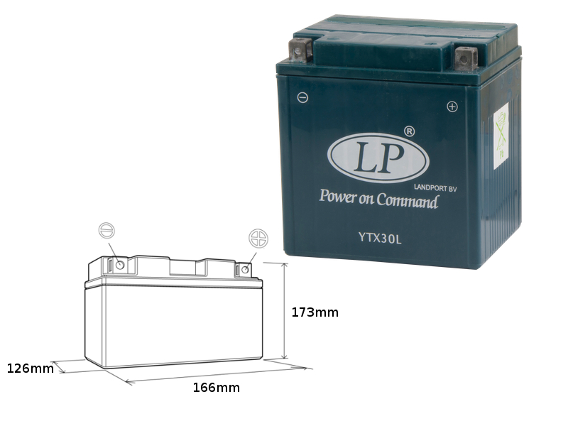 LANDPORT akumulátor YTX30L (MS LTX30L) 12V 30AH 166X125X175 (385 A) bezúdržbový - zalitý (2)